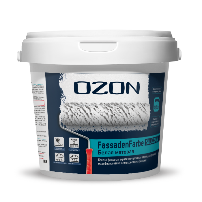 Краска фасадная OZON Fassadenfarbe Siloxan ВД-АК-114А-1,4 А (белая)  обычная